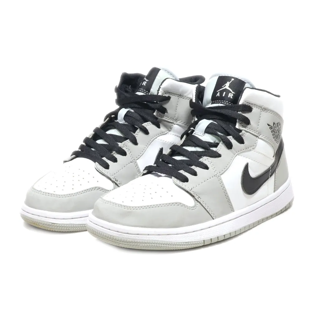Air Jordan Air Air Jordan 1 Mid Light High-Top Sneakers Leather Grey Colour For Men