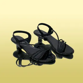 Black Strappy Kitten Heels