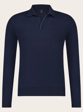 Buttonless polo van wol