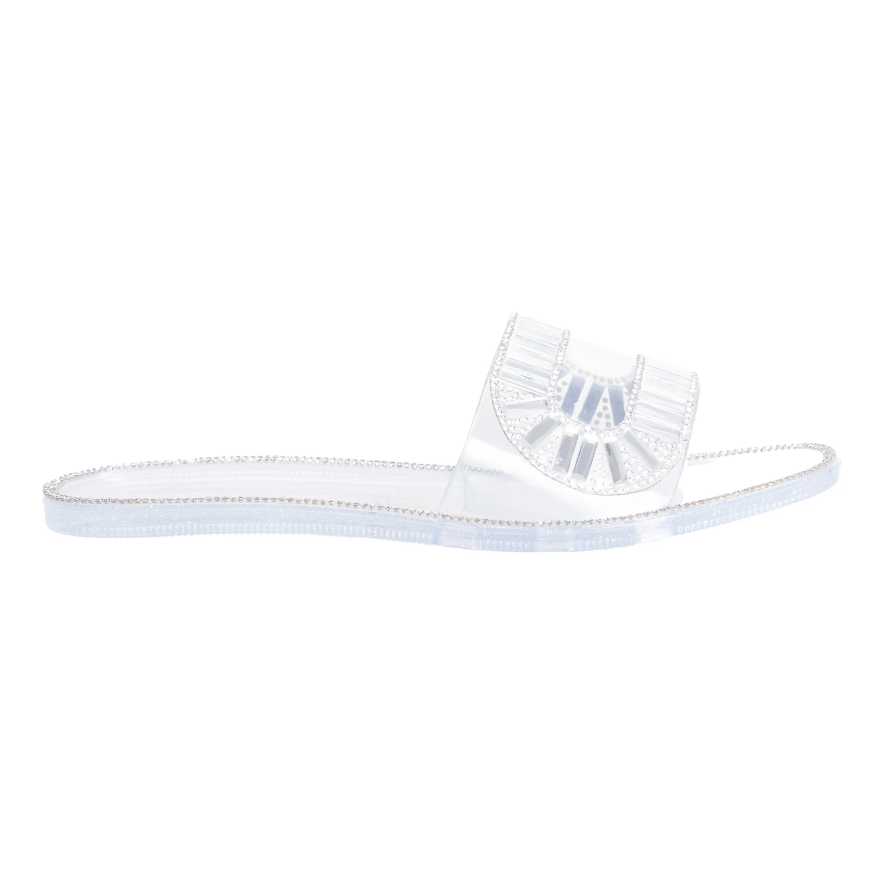 JANE SPARKLY FLATS SANDAL SLIPPER WITH TRANSPARENT UPPER