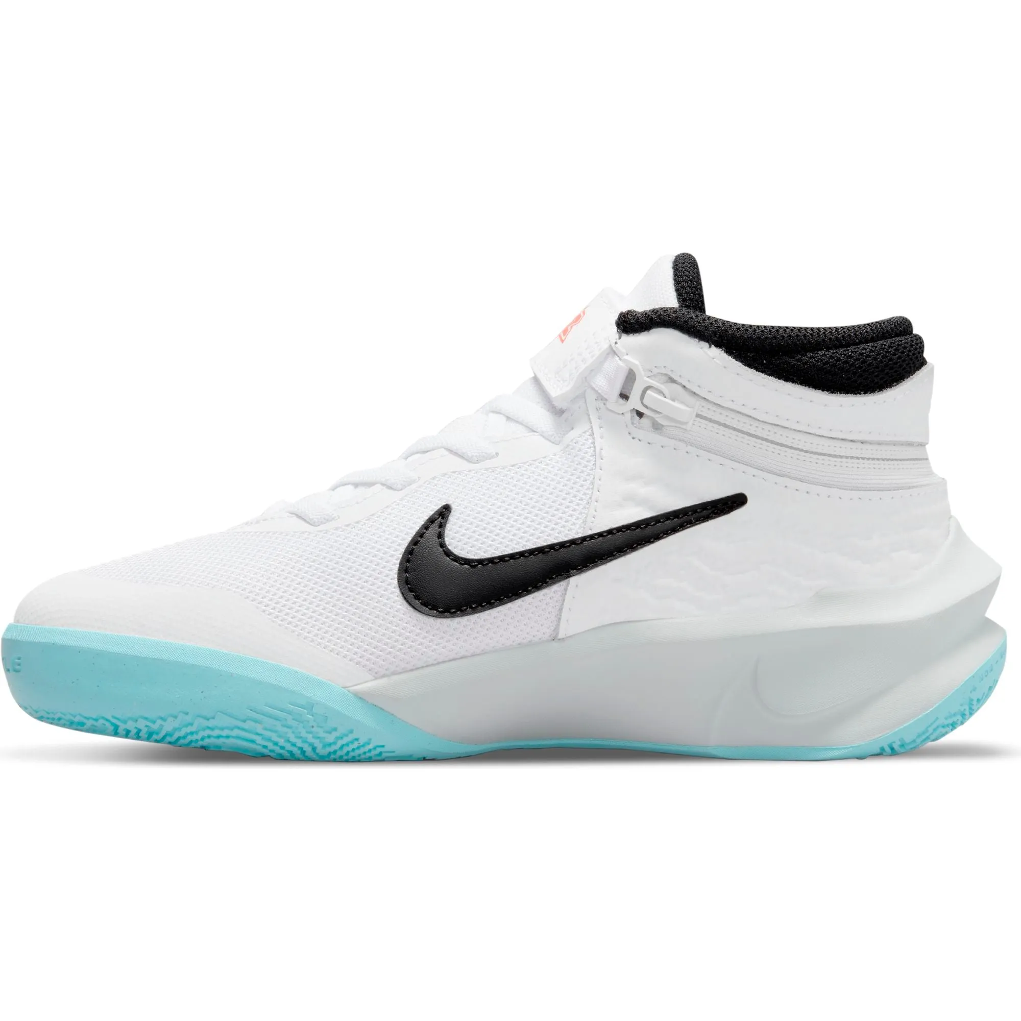 Nike Kids Team Hustle D 10 Flyease Basketball Boot/Shoe - White/Black/Photon Dust/Magic Ember