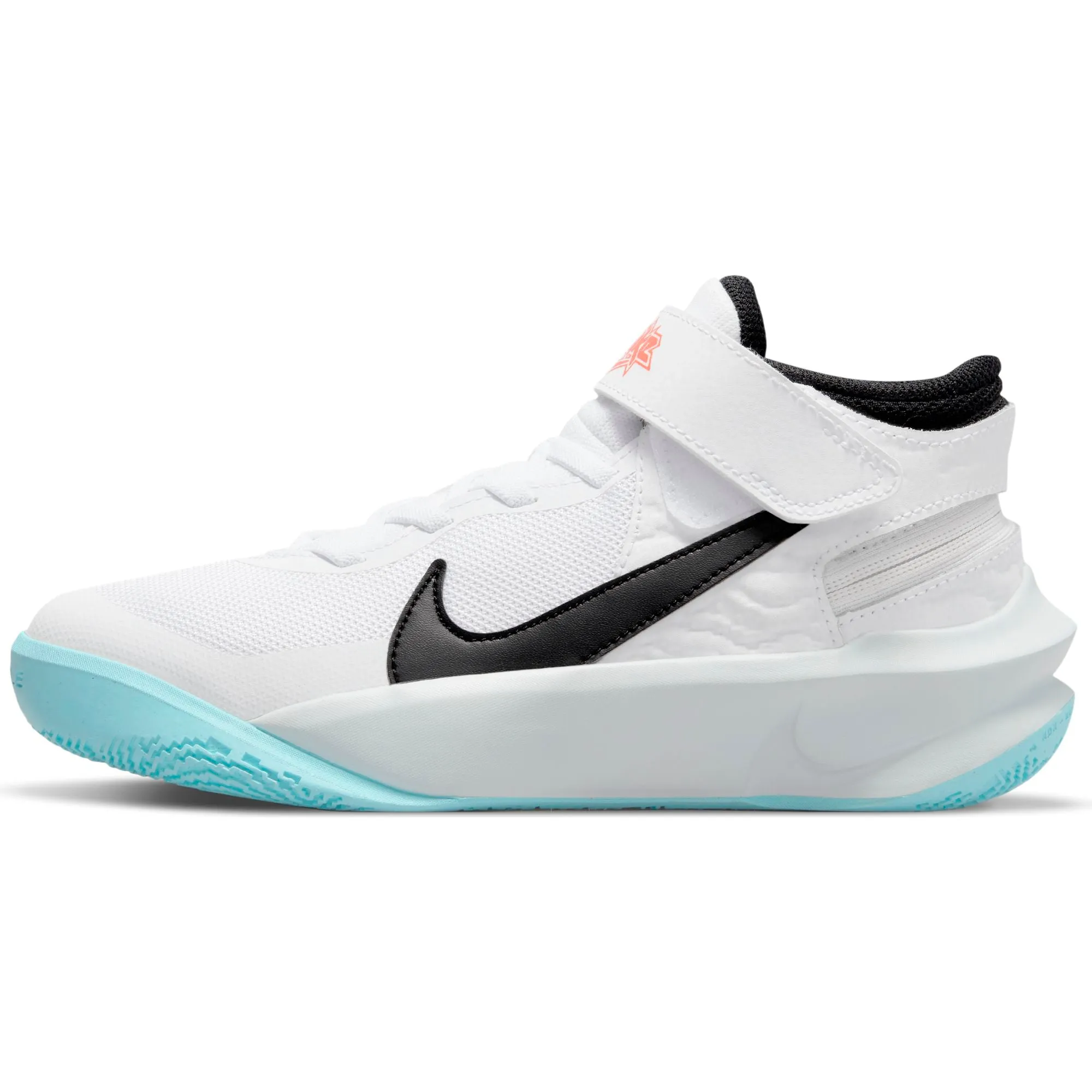 Nike Kids Team Hustle D 10 Flyease Basketball Boot/Shoe - White/Black/Photon Dust/Magic Ember