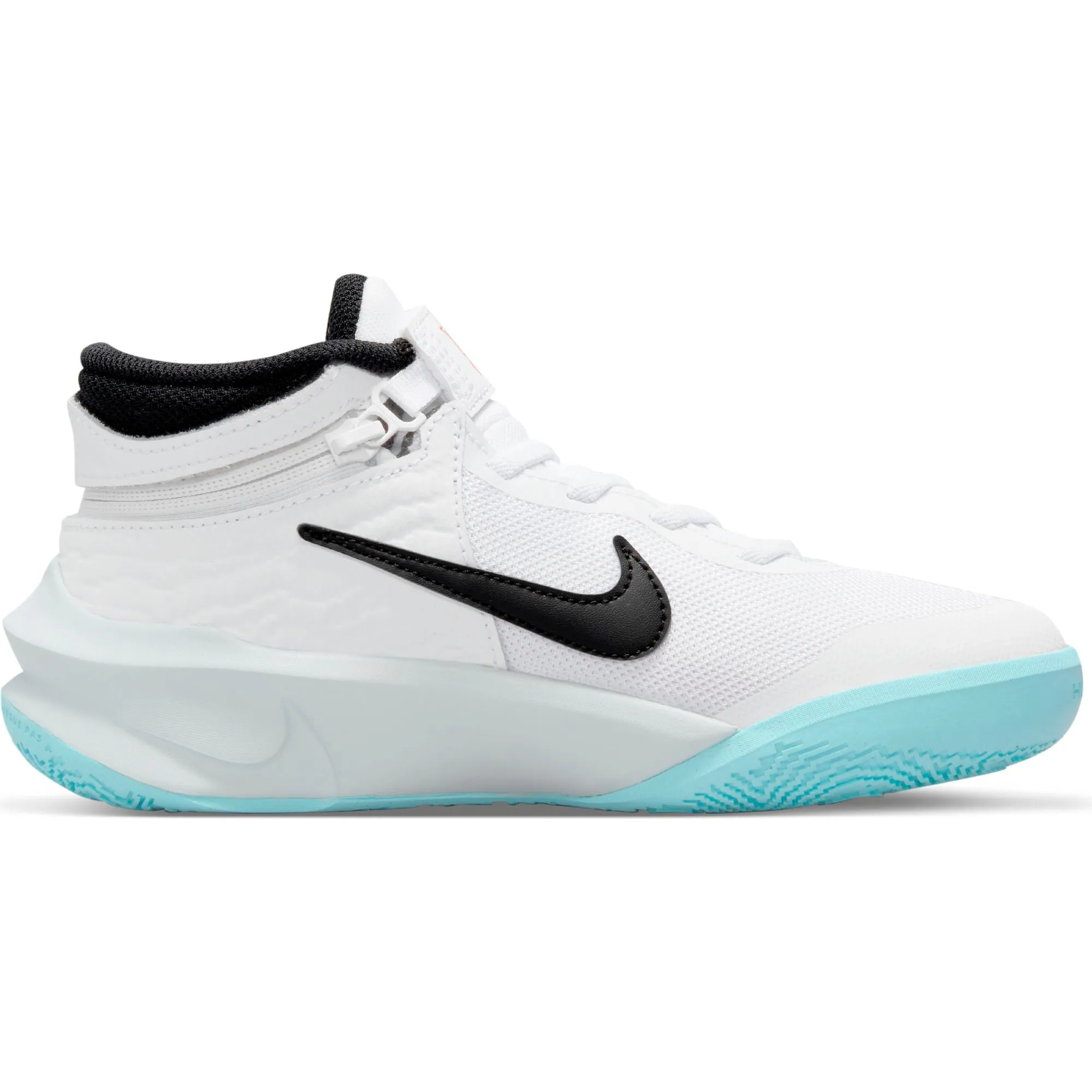 Nike Kids Team Hustle D 10 Flyease Basketball Boot/Shoe - White/Black/Photon Dust/Magic Ember