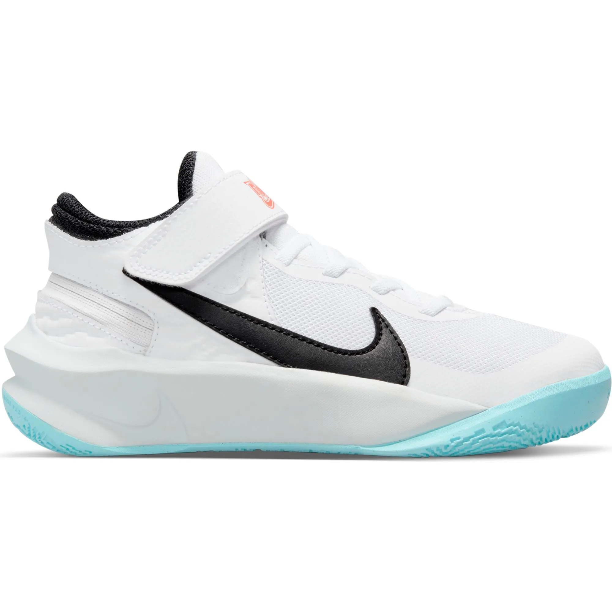 Nike Kids Team Hustle D 10 Flyease Basketball Boot/Shoe - White/Black/Photon Dust/Magic Ember