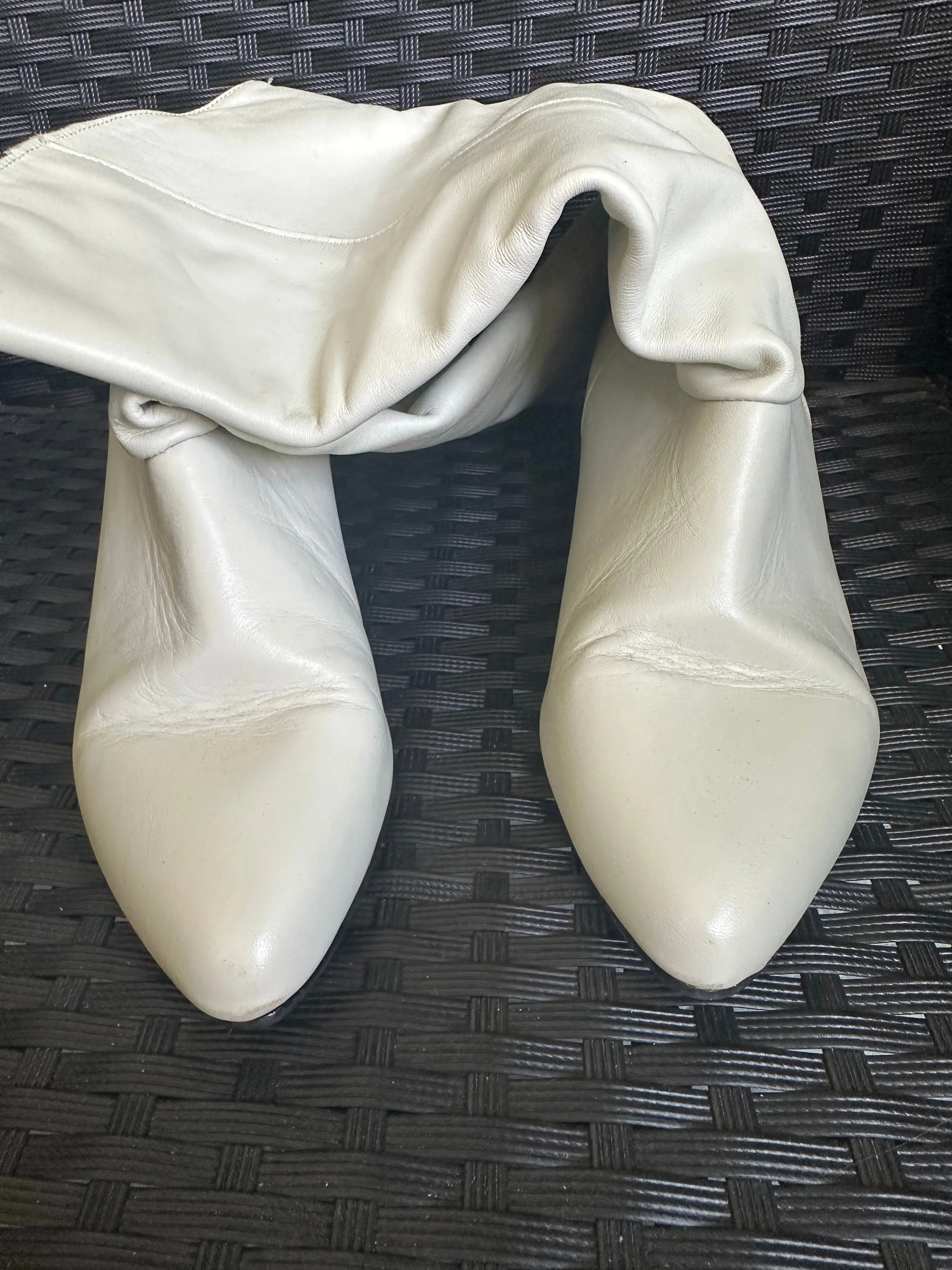 Vintage Tender Tootsies Leather Beige Cowboy Boots Genuine Womens Rodeo Western size 7