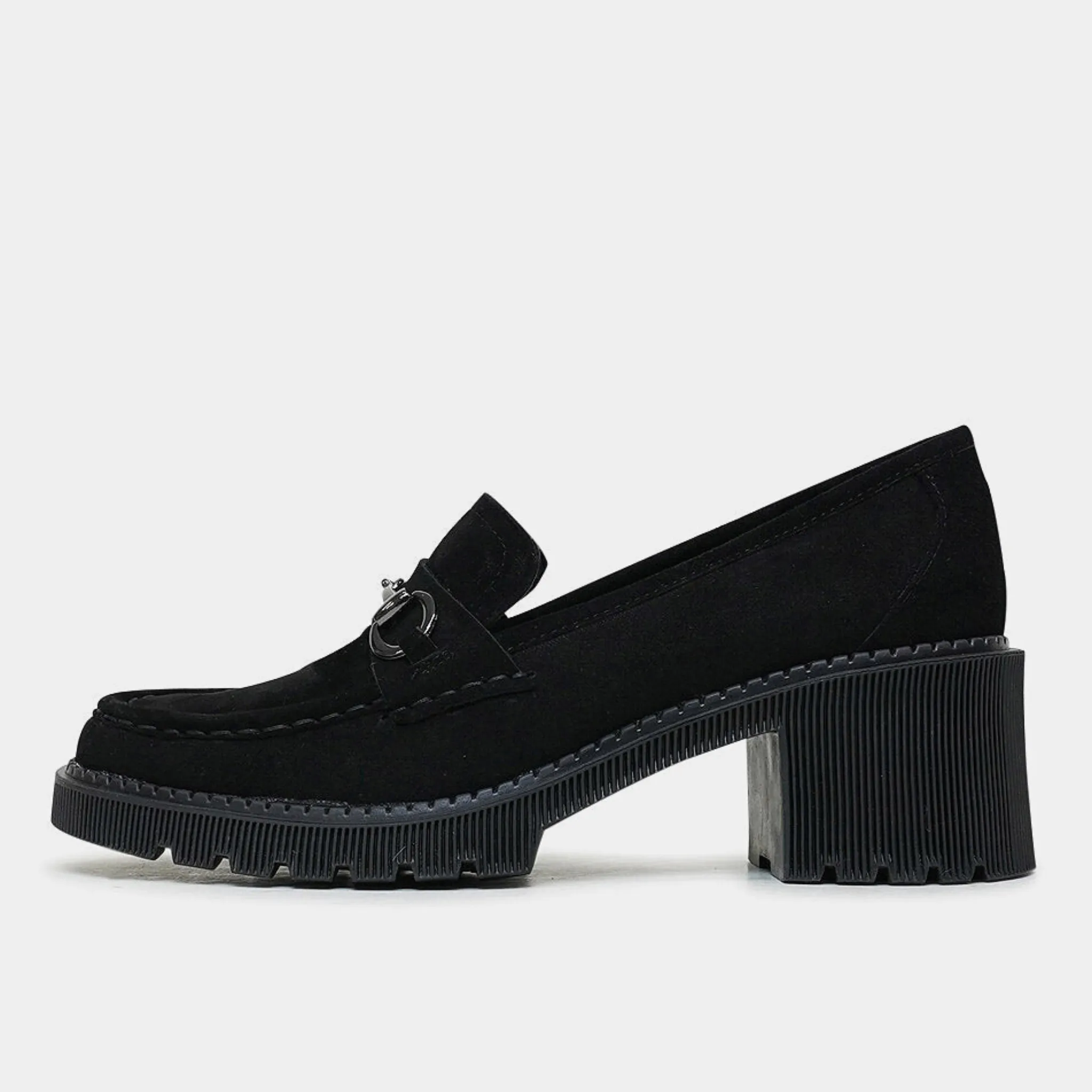 Zoey Black Suede Heeled Loafers